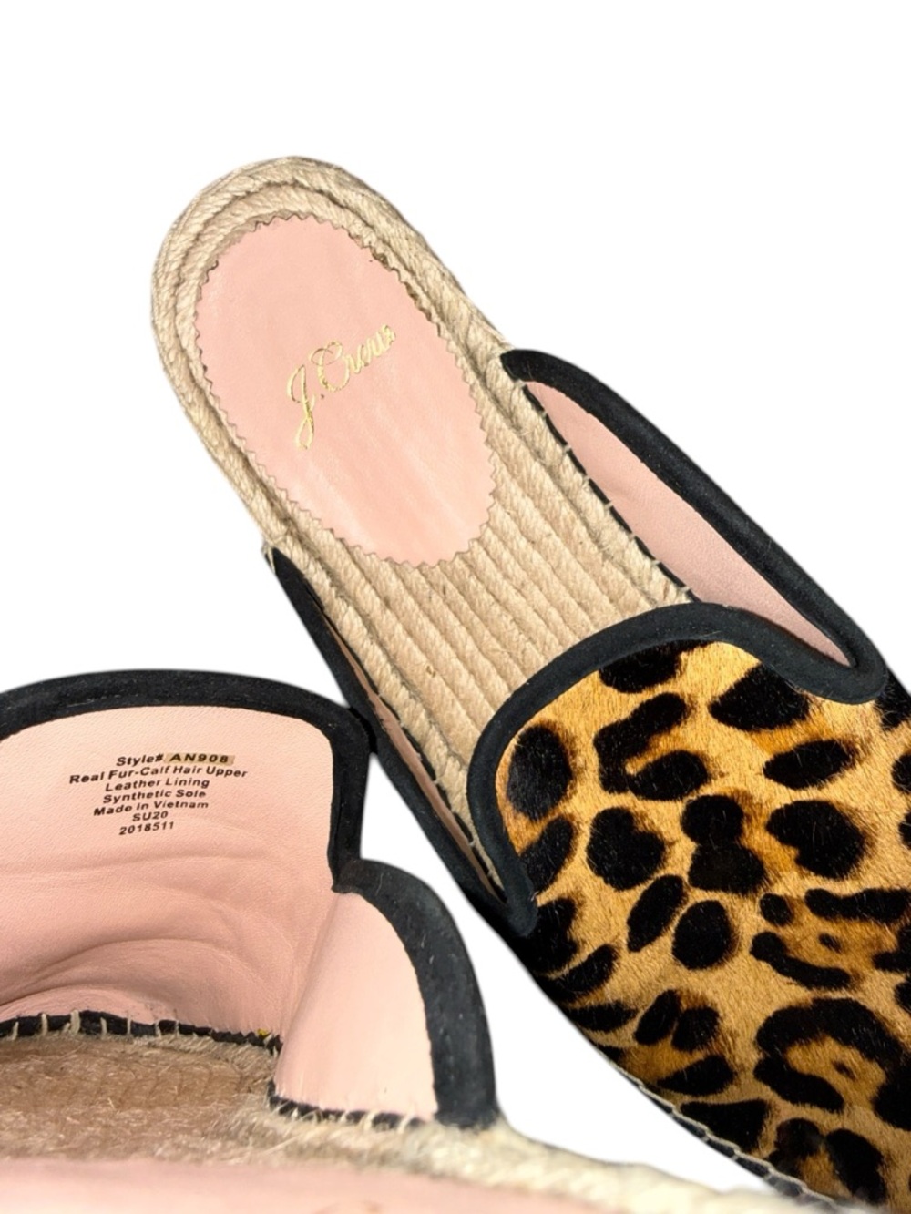 J. Crew Fur-Calf Hair Leopardprint Slip-On Espadrille Mules Women’s Shoes Size 9 - Picture 12 of 12